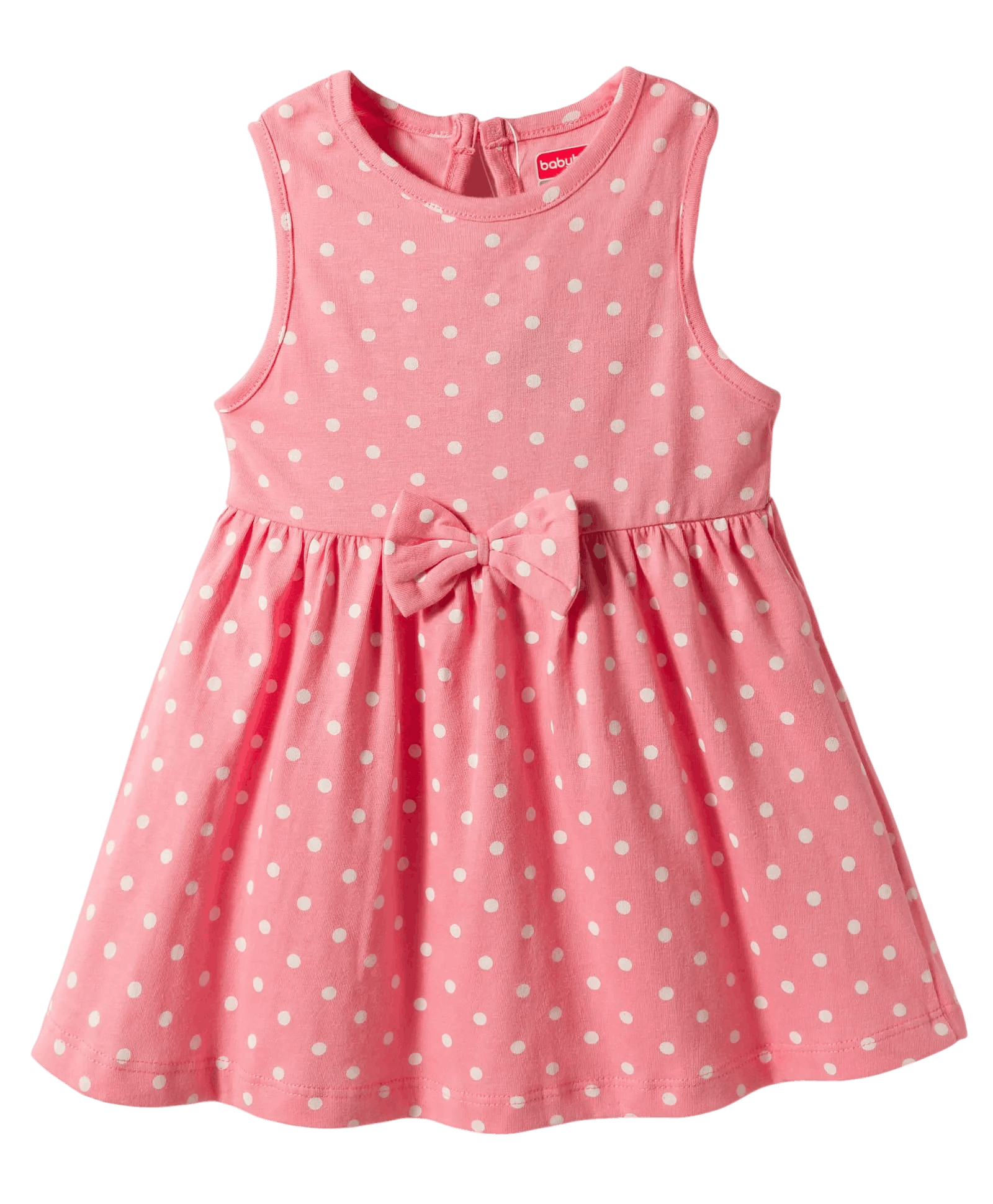 Babyhug Single Jersey Knit Frill Sleeves Frock with Floral Print & Bow Applique - Red