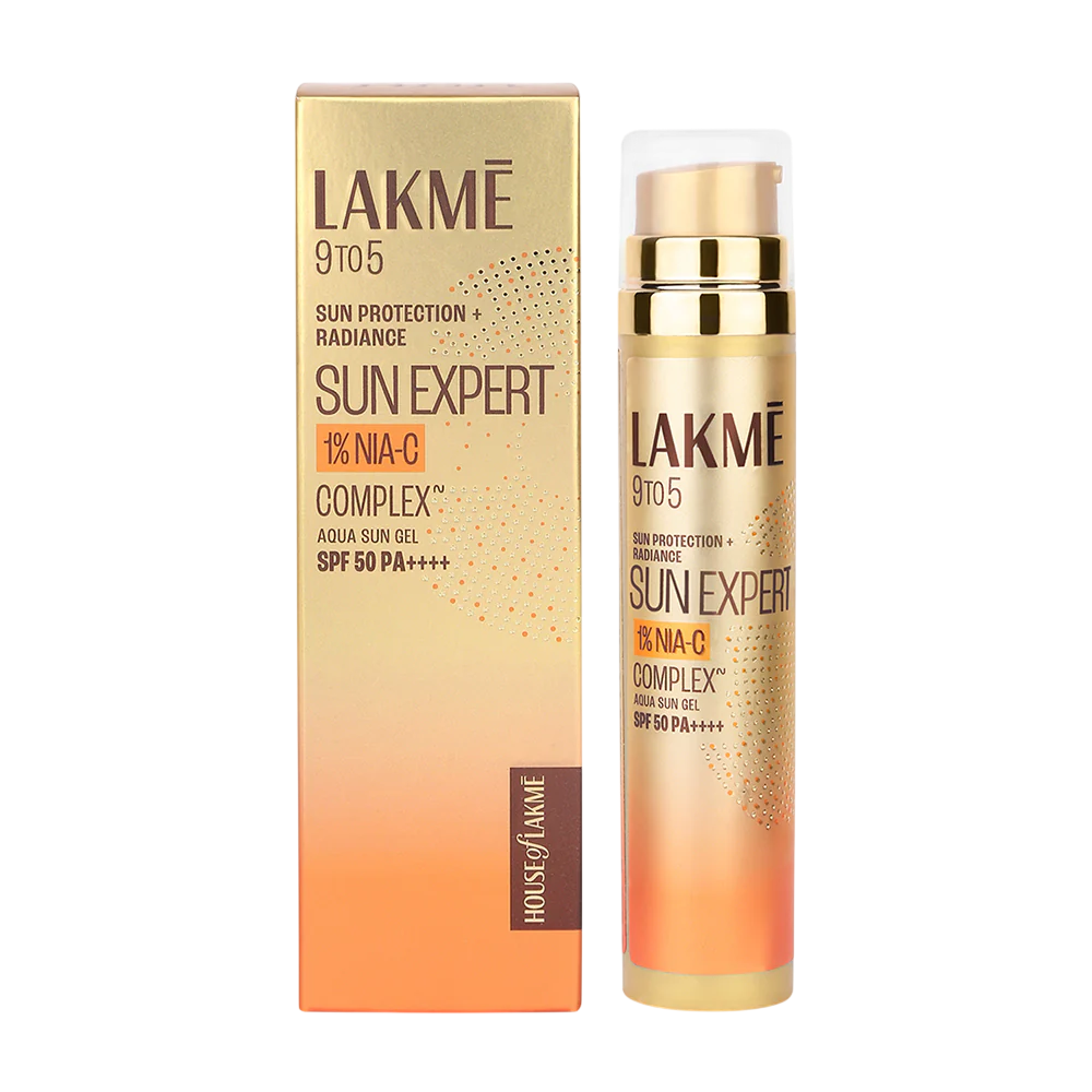 Lakmē 1% Niacinamide & VIT C water-light Sunscreen gel SPF 50 Pa++++For Oily Skin,2X Glow,56G